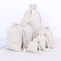 Cotton Jewelry Pouches Bags, Cotton Fabric, with Waxed Cotton Cord 