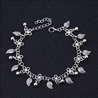 Zinc Alloy Anklet, silver color plated, for woman & blacken Approx 10.4 Inch 