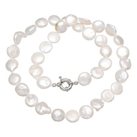 Collar de Perlas Natural de Freshwater, Perlas cultivadas de agua dulce, con aleación de zinc, para mujer, Blanco, 12-13mm, longitud:aproximado 18.5 Inch, Vendido por Sarta