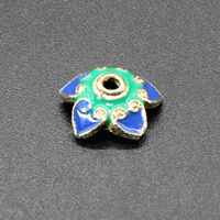 Brass Bead Cap, Flower, gold color plated, imitation cloisonne & enamel nickel, lead & cadmium free, 9-10mm Approx 1.5mm 