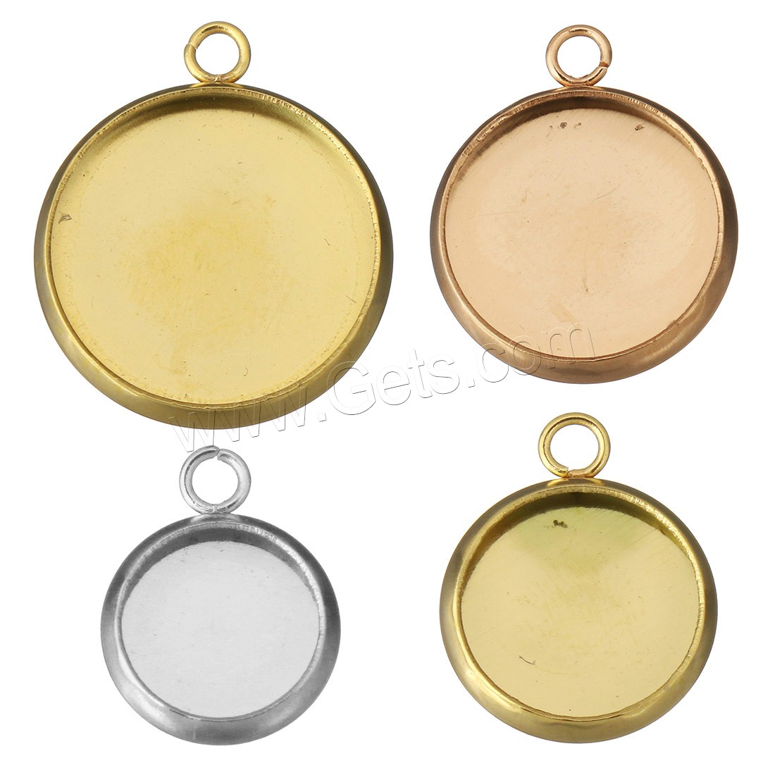 Stainless Steel Pendant Setting, Flat Round, plated, different size for choice, more colors for choice, Hole:Approx 1.5mm, Sold By PC