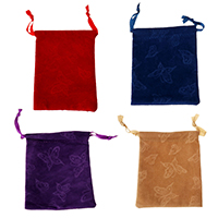 velours de coton sac de cordon, avec ruban de gros-grain, rectangle, plus de couleurs à choisir Vendu par PC