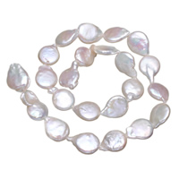 Keshi Cultured Freshwater Pearl Beads, Button, natural, white, 13-14mm Approx 0.8mm Approx 15 Inch 
