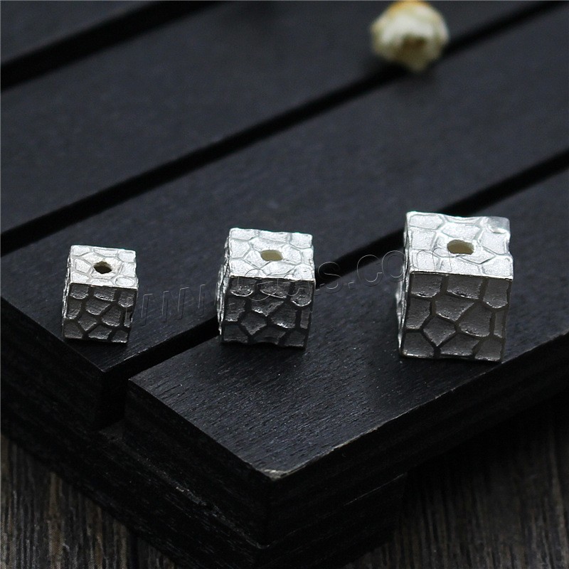 Sterling Silver Beads, 925 Sterling Silver, Cube & hammered 