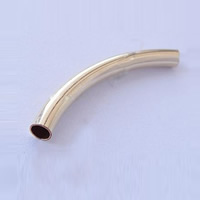 Doublé or perles tube incurvé, lisse Environ 2.5mm, Vendu par PC