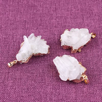 Clear Quartz Pendant, with Brass, 30mm-45mm Approx 2-4mm 