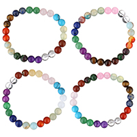 Multi - piedras preciosas Pulsera, unisexo, más colores para la opción, 8mm, longitud:aproximado 7.5 Inch, Vendido por Sarta