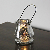 Kerzenhalter aus Glas, mit Eisen, silberfarben plattiert, 87x96mm, verkauft von PC
