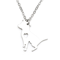Collar de Acero Inoxidable, con 1.9lnch extender cadena, Perro, cadena oval & para mujer, color original, 25.5x22mm, longitud:aproximado 17.7 Inch, Vendido por Sarta