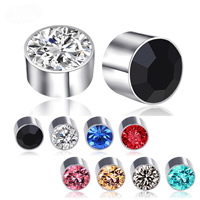 Titanium Steel Magnetic Stud Earring, platinum color plated, Unisex & with rhinestone 