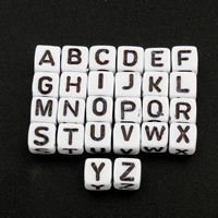 Acryl Alphabet Perlen, Buchstaben sind von A bis Z & gemischtes Muster & verschiedene Muster für Wahl, 6x6x6mm, ca. 2800PCs/Tasche, verkauft von Tasche