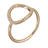 Zircon pavent l'anneau en laiton de doigt, larme, Plaqué d'or rose, normes différentes pour le choix & pavé de micro zircon & pour femme, 13mm, Vendu par PC