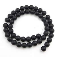 Natural Black Agate Beads, Round & frosted, Grade A 