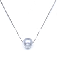 Collar de la joyería Newegg®, plata de ley 925, con Shell Pearl, natural, cadena de caja & para mujer, 10mm, longitud:aproximado 16.5 Inch, Vendido por Sarta