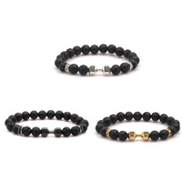 Lava Bead Bracelet, with Zinc Alloy, Unisex & with rhinestone 8mm Approx 7.5 Inch 