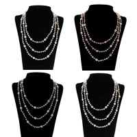 Пресноводные перлы ожерелье цепи свитера, Пресноводные жемчуги, с Стеклянный бисер, Женский, Много цветов для выбора, 5-8mm, длина:Приблизительно 63.5 дюймовый, продается Strand