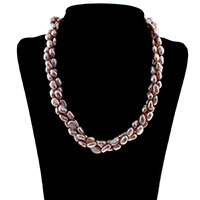 Süßwasser-Zuchtperlen -Strickjacke-Ketten -Halskette, Natürliche kultivierte Süßwasserperlen, für Frau, violett, 6-8mm, Länge:ca. 20 ZollInch, verkauft von Strang