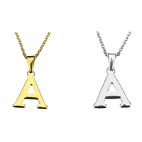 Stainless Steel Jewelry Necklace, Letter, plated & for woman 7-22x19-22mm, 2mm Approx 18 Inch 