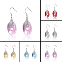 Crystal Drop Earring, Brass, with Crystal, platinum color plated, faceted & with rhinestone nickel, lead & cadmium free, 10-30mm 