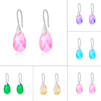 Crystal Drop Earring, Brass, with Crystal, Teardrop, platinum color plated, faceted nickel, lead & cadmium free, 10-30mm 