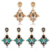 Glass Zinc Alloy Earring, with Glass, stainless steel post pin, gold color plated, for woman & faceted & with rhinestone lead & cadmium free, 20-40mm 