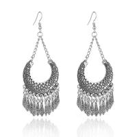 Fashion Fringe Earrings, Zinc Alloy, iron earring hook, antique silver color plated, for woman, lead & cadmium free 