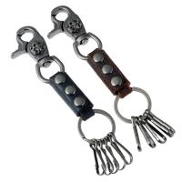 Zinc Alloy Key Chain Jewelry, with PU Leather, plumbum black color plated nickel, lead & cadmium free Approx 6.7 Inch 