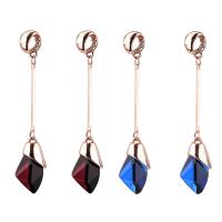 Glass Zinc Alloy Earring, with Glass, stainless steel post pin, rose gold color plated, for woman & faceted & with rhinestone lead & cadmium free 