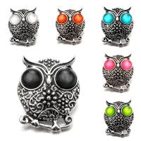 Jewelry Snap Button, Zinc Alloy, with Resin, Owl, antique silver color plated lead & cadmium free, 18mm 