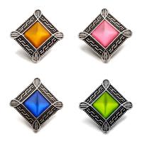 Jewelry Snap Button, Zinc Alloy, with Resin, Rhombus, antique silver color plated lead & cadmium free, 18mm 