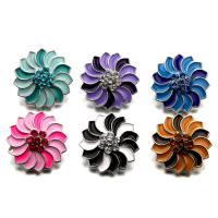 Jewelry Snap Button, Zinc Alloy, Flower, antique silver color plated, enamel & with rhinestone lead & cadmium free, 18mm 