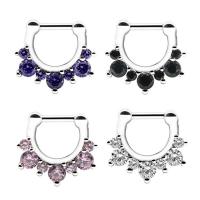 Stainless Steel Nose Piercing Jewelry, plated, for woman & with rhinestone 
