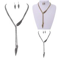 Fashion Zinc Alloy Jewelry Sets, earring & necklace, with iron chain, with 6.5cm extender chain, Feather, plated, snake chain & for woman lead & cadmium free, 44cm Approx 17 Inch 