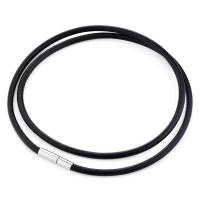 Cowhide Necklace Cord, stainless steel bayonet clasp  black 