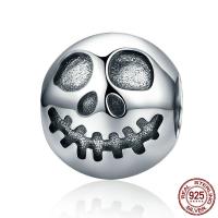 Thailand Sterling Silver European Bead, Skull, Halloween Jewelry Gift & without troll Approx 4.5mm 