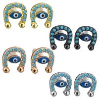 Evil Eye Earrings, Brass, with rubber earnut & Resin, plated, micro pave cubic zirconia & for woman 