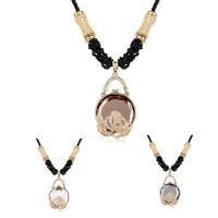 Crystal Sweater Chain Necklace, Brass, with Austrian Crystal & Nylon Cord, with 5cm extender chain, real gold plated, for woman & faceted nickel, lead & cadmium free, 800mm Approx 23.5 Inch 