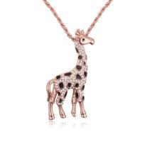 Fashion Sweater Chain Necklace, Brass, with 5cm extender chain, Giraffe, real rose gold plated, rope chain & for woman & with Austria rhinestone & enamel, nickel, lead & cadmium free Approx 18 Inch 