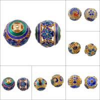 Cloisonne Beads, Round, gold color plated & enamel & hollow, nickel, lead & cadmium free, 12mm Approx 1.5mm 