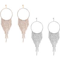 Fashion Fringe Earrings, Zinc Alloy, brass post pin, plated, Bohemian style & for woman & with rhinestone 