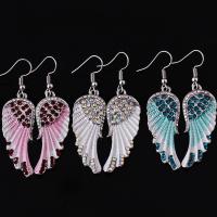 Cubic Zircon (CZ) Drop Earring, Zinc Alloy, Angel Wing, silver color plated, for woman & with cubic zirconia nickel, lead & cadmium free 
