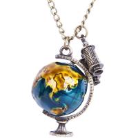 Zinc Alloy Sweater Chain Necklace, with iron chain, Globe, antique bronze color plated, for woman & enamel, lead & cadmium free Approx 31 Inch 