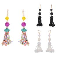 Fashion Tassel Earring, Zinc Alloy, with Glass Seed Beads, stainless steel post pin, gold color plated, for woman lead & cadmium free 