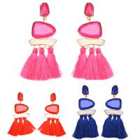 Fashion Tassel Earring, Zinc Alloy, with Nylon Cord & Resin, stainless steel post pin, gold color plated, for woman & faceted lead & cadmium free 