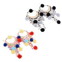 Fashion Statement Earring, Zinc Alloy, with Plush & Glass Seed Beads, iron earring hook, gold color plated, for woman lead & cadmium free 