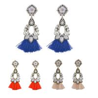 Fashion Tassel Earring, Zinc Alloy, with Nylon Cord & Resin, stainless steel post pin, plated, for woman & with rhinestone lead & cadmium free 