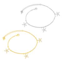 Brass Anklet, with 5cm extender chain, Starfish, plated, micro pave cubic zirconia & for woman nickel, lead & cadmium free, 12mm Approx 8 Inch 
