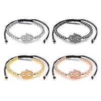 Fashion Zinc Alloy Bracelets, with Nylon Cord, plated, adjustable & micro pave cubic zirconia & for woman, mixed colors, lead & cadmium free, 22mm Approx 6.5 Inch 
