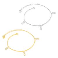 Brass Anklet, with 5cm extender chain, Infinity, plated, micro pave cubic zirconia & for woman nickel, lead & cadmium free, 12mm Approx 8 Inch 