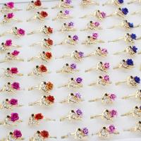 Rhinestone Zinc Alloy Finger Ring, Dolphin, gold color plated, adjustable & for woman & with rhinestone, mixed colors, lead & cadmium free US Ring 